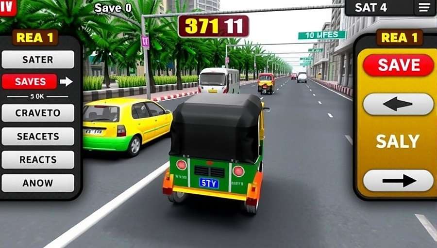 Bharat Rickshaw Challenge - Racing through Chandni Chowk in Delhi Bharat Rickshaw Challenge gameplay showing auto-rickshaw racing through Indian street